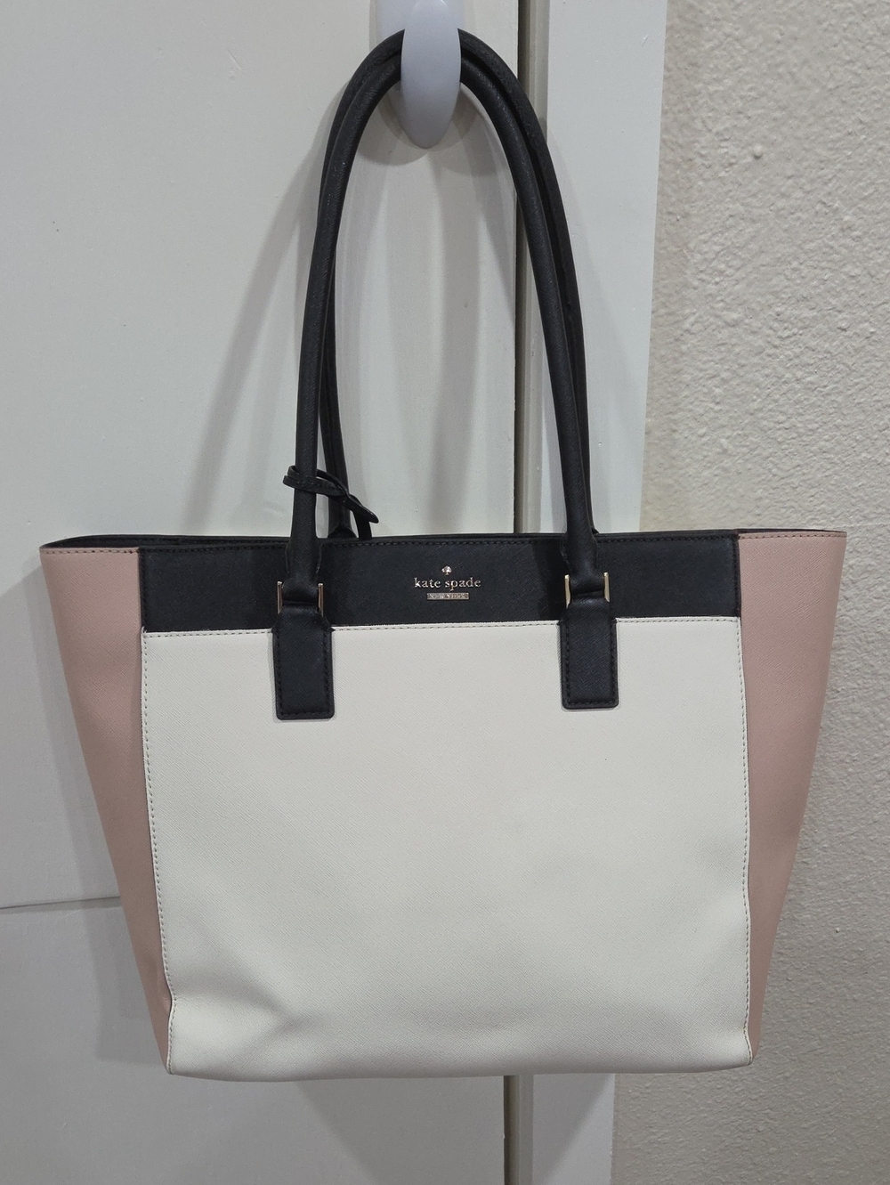 kate spade Pink, Black & White Colorblock Leather Tote